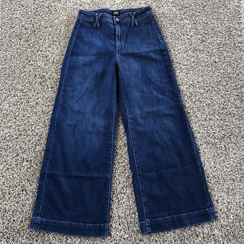 Paige Anessa Jeans Womens 27 Roya Wash High Rise Wide Leg Crisscross Belt Loops
